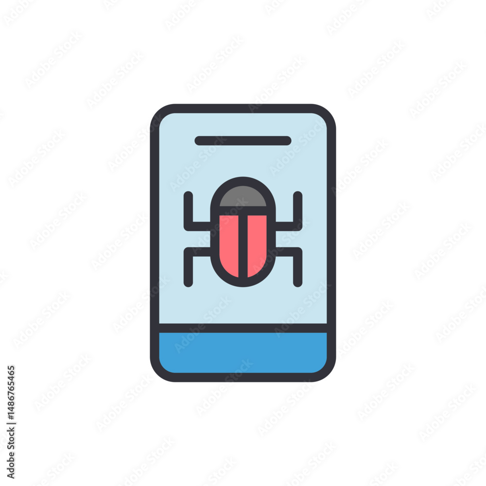 Poster vulnerability on smartphone displaying insect for mobile threat detection