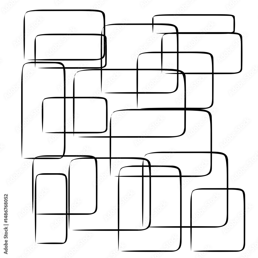 Poster black rounded rectangles create an abstract pattern on a white background resulting in a clean and m