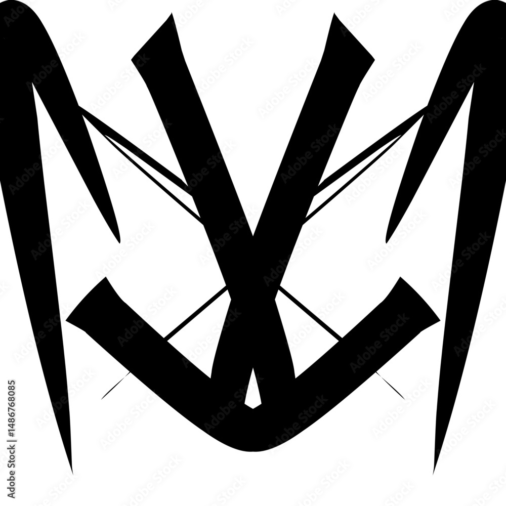 Fototapete bold black geometric forms create an abstract design with sharp angles and intersecting lines, offer