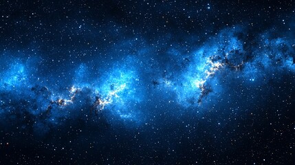 Majestic cosmic vista of swirling blue galaxies, illuminated by starlight