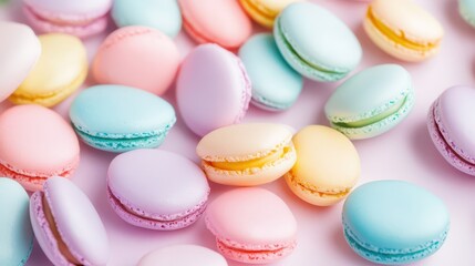 Obraz premium Colorful macarons arranged artfully on a table
