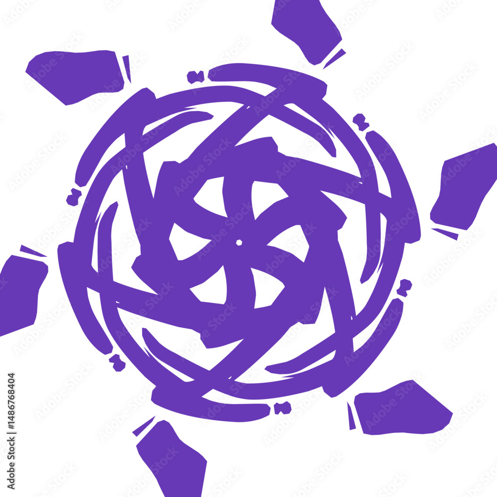 Poster stylized rotating graphic element with purple color and white background creates an eye-catching abs