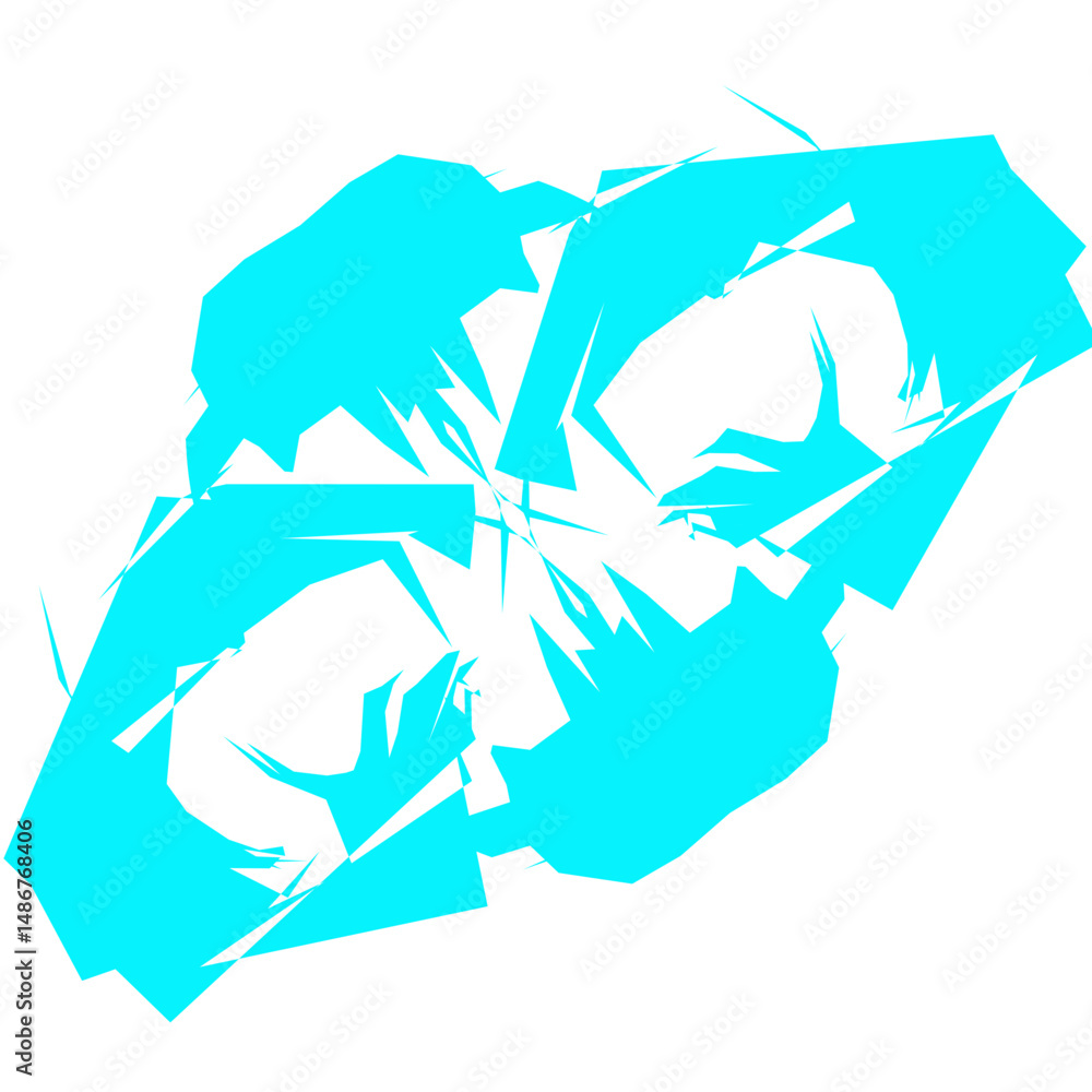 Aufkleber cyan geometric shapes radiate from a central point against a white backdrop creating an abstract des