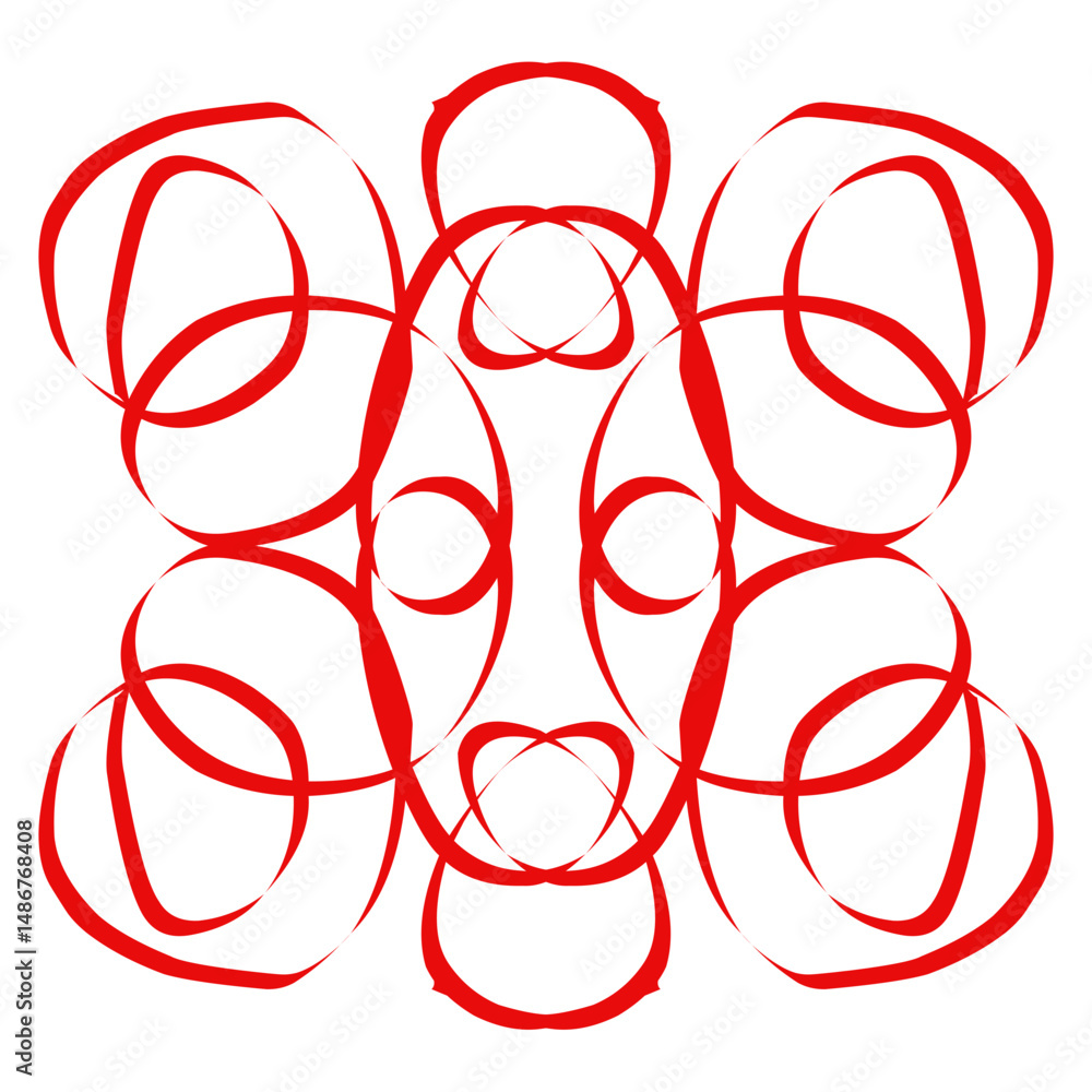 Aufkleber an abstract design featuring interconnected red circular shapes over a white background creates an i