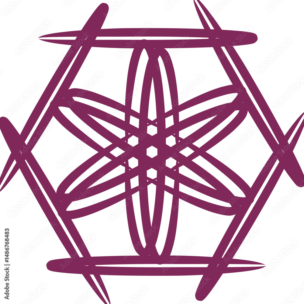 Poster this abstract design features geometric shapes including a polygon and a star in dark red, creating 