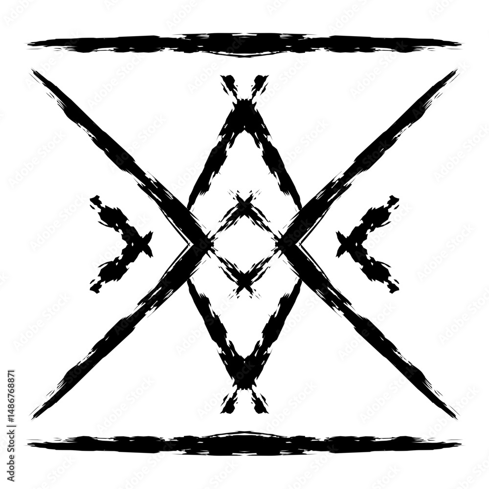 Aufkleber abstract grunge pattern features bold brush strokes and geometric shapes on a white background perfe