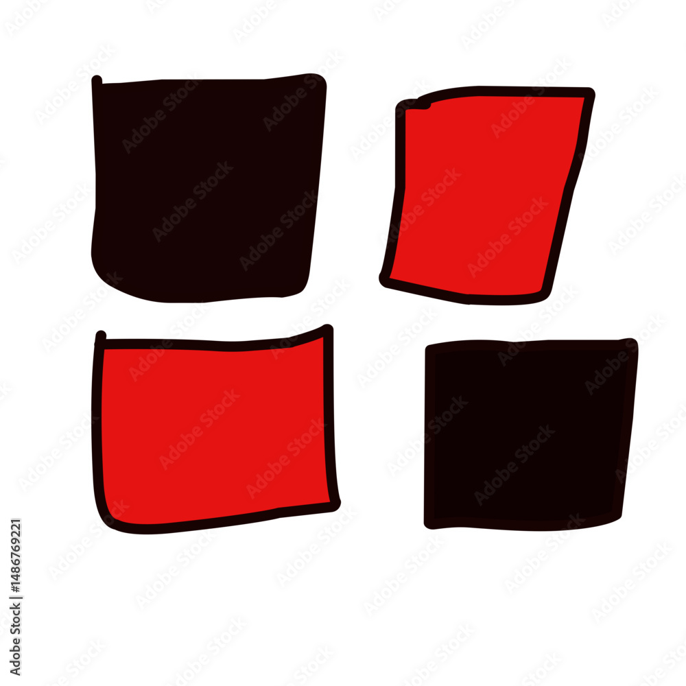 Aufkleber simple red and black squares arranged in a pattern against a white background create a bold abstract