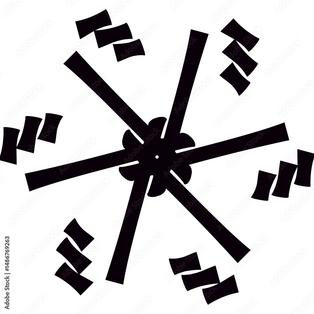 Poster abstract geometric design features black shapes and lines against a white background making a modern