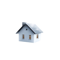 Cozy White Cottage with Snowy Roof - 3D Render