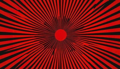 Red and black radial stripes, distressed effect, centered red circle