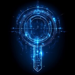 Obraz premium Digital key, futuristic technology, access control