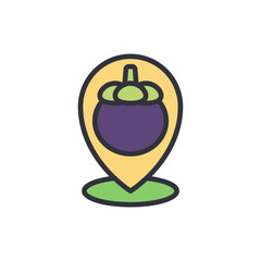 Mangosteen Location Pin Icon Indicating Fruit Market Place Vector