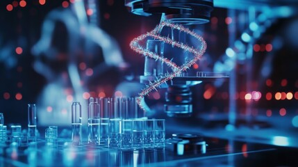 Exploration of dna structures under a microscope with test tubes