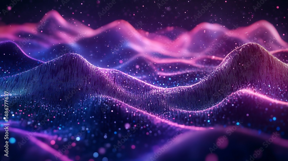 Aufkleber abstract purple pink digital wave background texture design modern futuristic technology particle di
