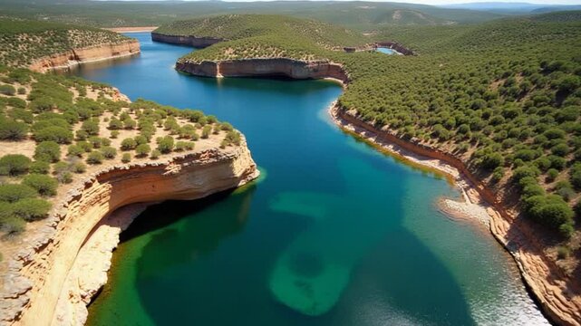 Aerial view of Gredas de Bolnuevo, Bolnuevo Natural Monument, Spain
