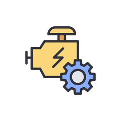 Stylized Machine Engine With Gear Symbolizing Power And Mechanical Work