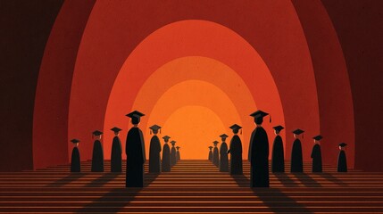 A symbolic representation of graduation season, Graduation ceremony scene, Symbolic style. High quality