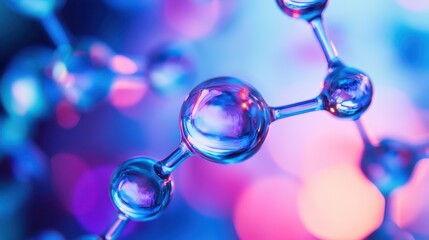 Molecular structure illuminated by vibrant colors