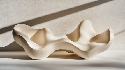 Abstract beige sculpture smooth undulating form modern art interior design