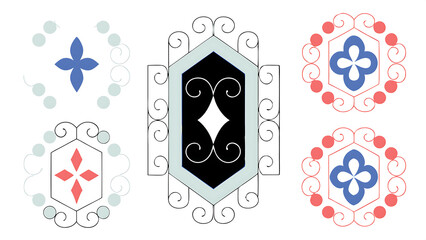 gothic frame vector set neo tribal fantasy branches border dark baroque vintage design element...