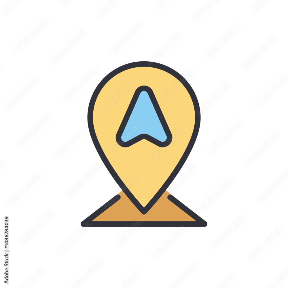 Poster stylized navigation pointer icon for mobile applications and website designs