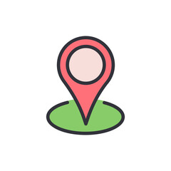 Stylized Location Pin Icon With Pale Color Scheme And Outlined Shape