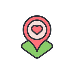 Heart Location Pin For Romantic Destinations And Special Places