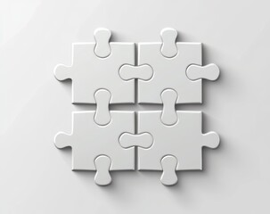 Interlocking White Puzzle Pieces on White Background