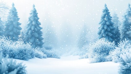 Winter wonderland scene.  Soft-focus snowy forest