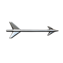 Sleek Arrow with a High Gloss Finish in Metallic Silver Isolated on Transparent Background