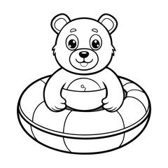 Adorable Teddy Bear in Inner Tube  Coloring Page