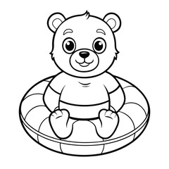 Cute Bear in Pool Float: Free  Coloring Page