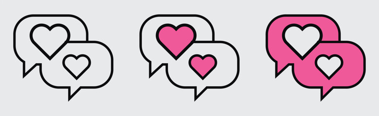 Heart-Shaped Chat Bubbles: A Social Media Love Icon Set