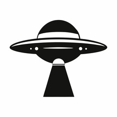 UFO Flying Saucer icon on white background.