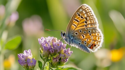 Fototapeta premium Butterfly on purple flower