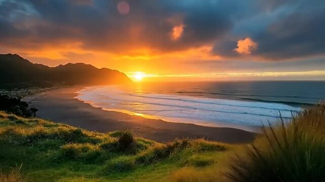 Golden Hour at Warariki Beach &ndash; 4K UHD New Zealand Coastal Landscape