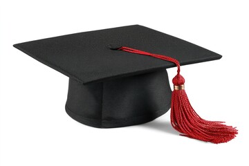 graduation cap with a red tassel on white background.PNG. High quality