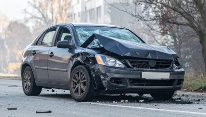 事故で潰れた自動車。AIで生成