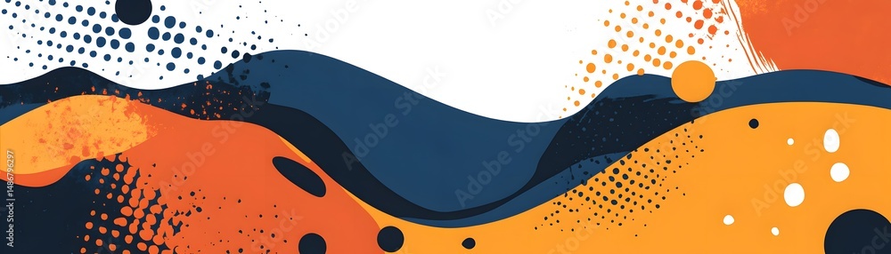 Poster Abstract design with flowing shapes and color variations.