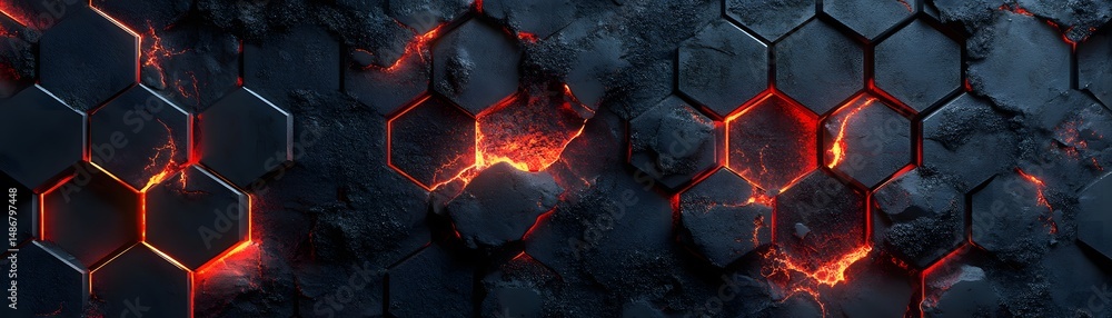 Poster abstract pattern of glowing hexagons.
