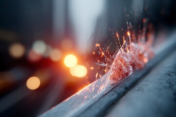Cityscape Sparks  Abstract Industrial Metal Welding Closeup