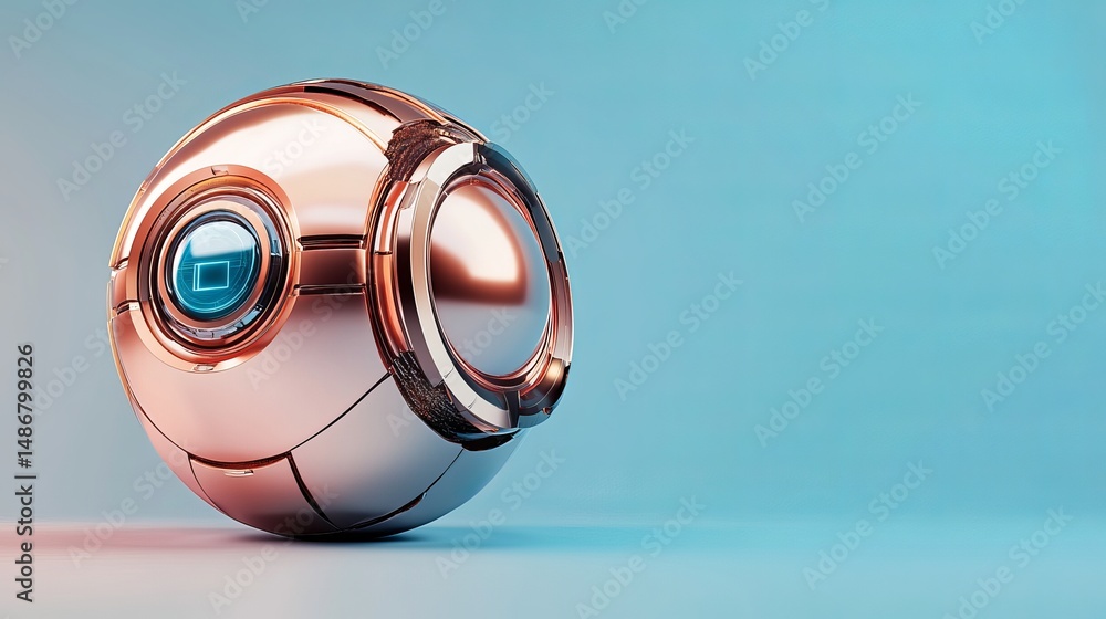Poster futuristic rose gold robotic sphere technology abstract background design element modern 3d render d
