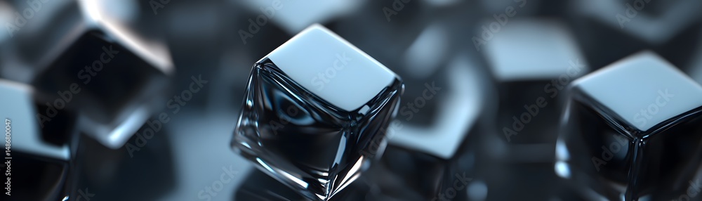Poster close-up view of many glossy cube shapes.