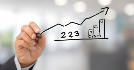 Growth trend analysis based on data from 2022 to 2023 showing increased performance metrics and future projections