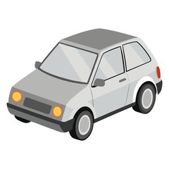  cartoon-style illustration of a light grey hatchback from a side view with white background.