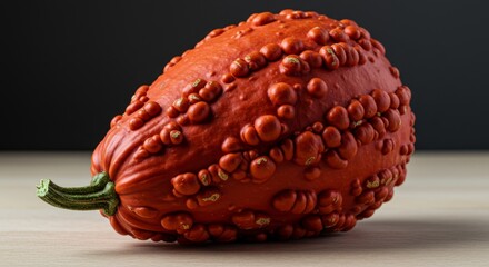Unique red warty squash displaying its distinctive skin texture and autumnal charm