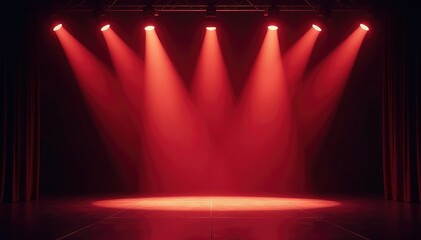 Bright stage spotlights illuminating a dark theater, ready for a performance , bright, beams, lighting technician