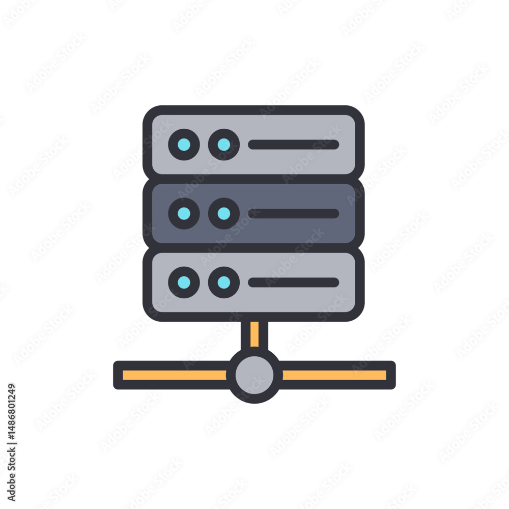 Poster isolated server stack depicting network infrastructure element illustration