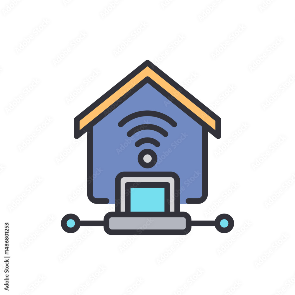 Poster smart home network symbolizing connectivity and technological integration
