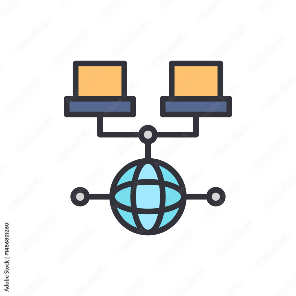 Aufkleber global network connecting computers with worldwide web on transparent